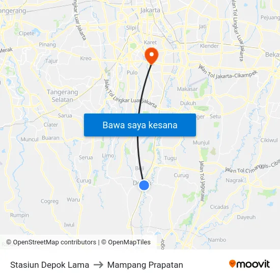 Stasiun Depok Lama to Mampang Prapatan map