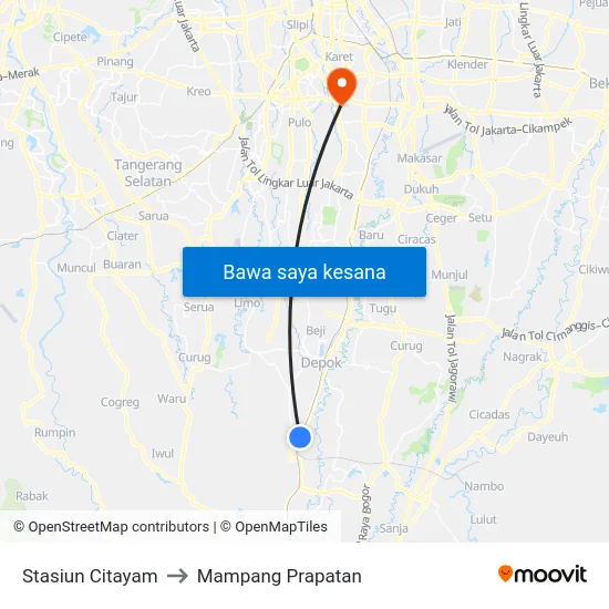 Stasiun Citayam to Mampang Prapatan map