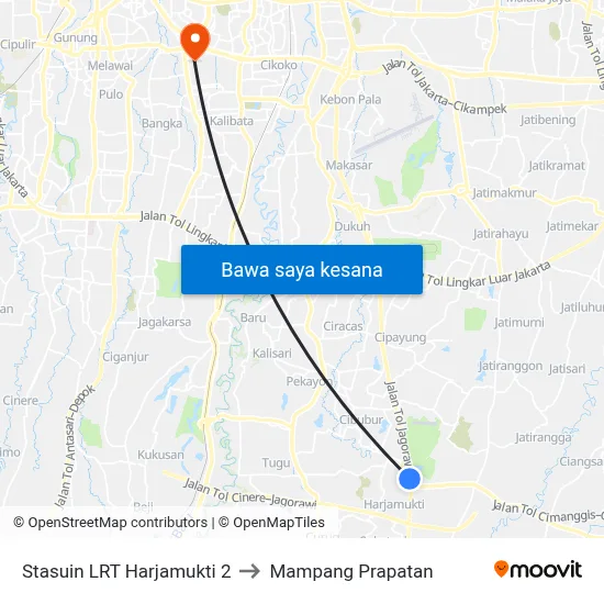 Stasuin LRT Harjamukti 2 to Mampang Prapatan map
