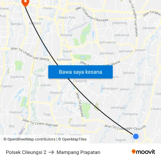 Polsek Cileungsi 2 to Mampang Prapatan map