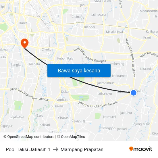 Pool Taksi Jatiasih 1 to Mampang Prapatan map