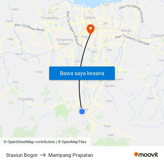 Stasiun Bogor to Mampang Prapatan map