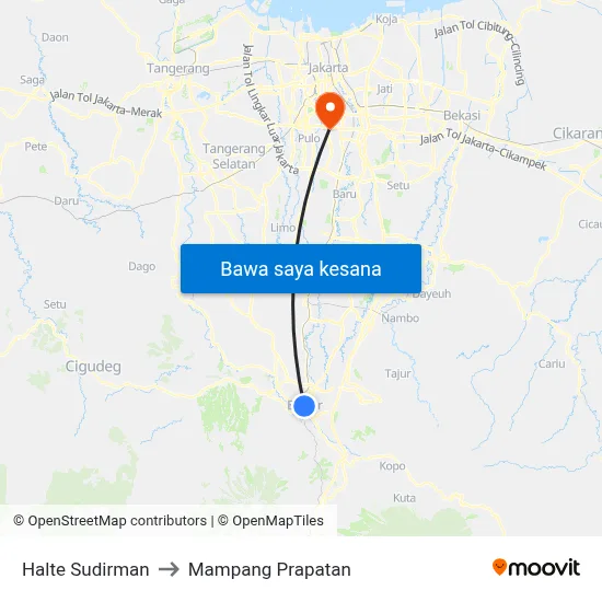 Halte Sudirman to Mampang Prapatan map