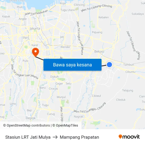 Stasiun LRT Jati Mulya to Mampang Prapatan map