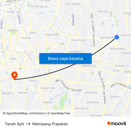 Tanah Apit to Mampang Prapatan map