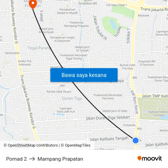 Pomad 2 to Mampang Prapatan map