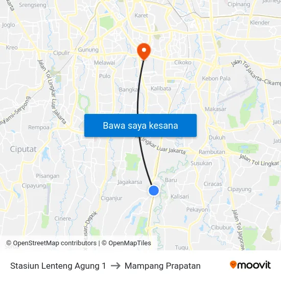 Stasiun Lenteng Agung 1 to Mampang Prapatan map