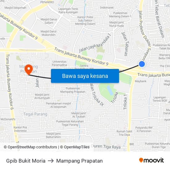 Gpib Bukit Moria to Mampang Prapatan map