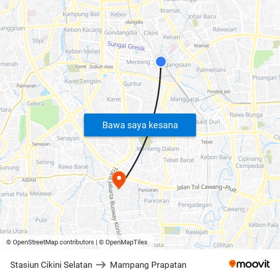 Stasiun Cikini Selatan to Mampang Prapatan map