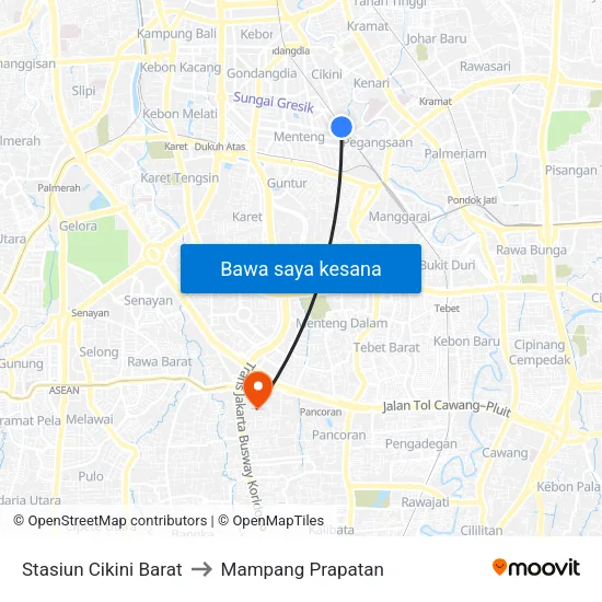Stasiun Cikini Barat to Mampang Prapatan map