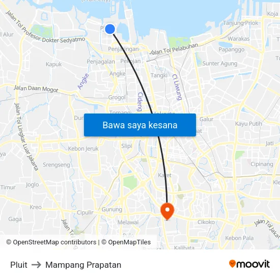 Pluit to Mampang Prapatan map