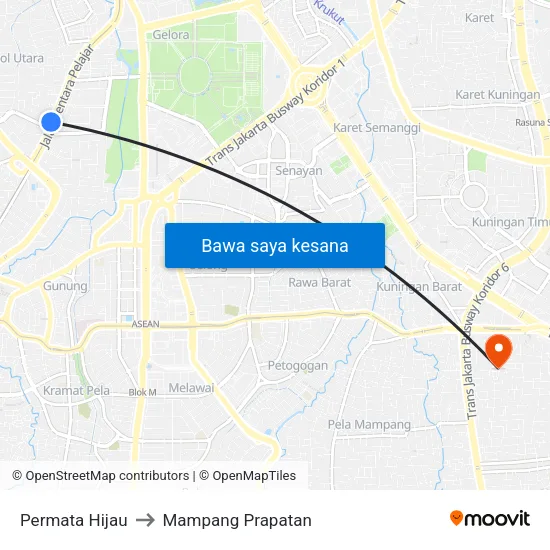 Permata Hijau to Mampang Prapatan map