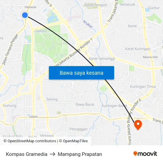 Kompas Gramedia to Mampang Prapatan map