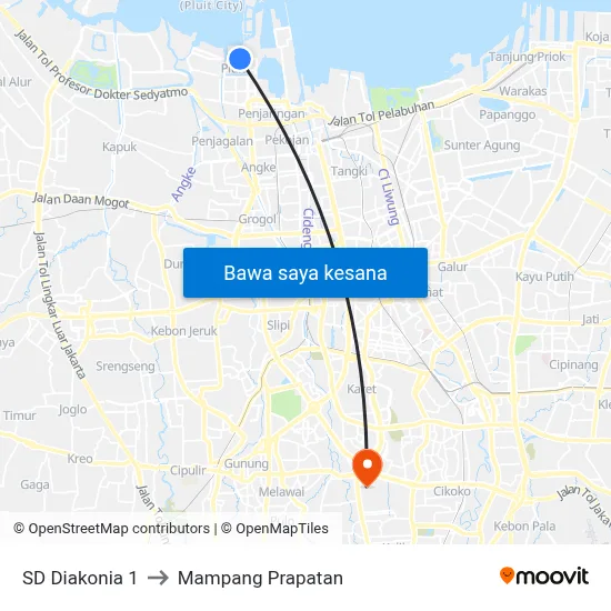 SD Diakonia 1 to Mampang Prapatan map