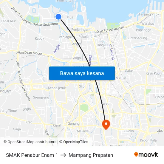 SMAK Penabur Enam 1 to Mampang Prapatan map