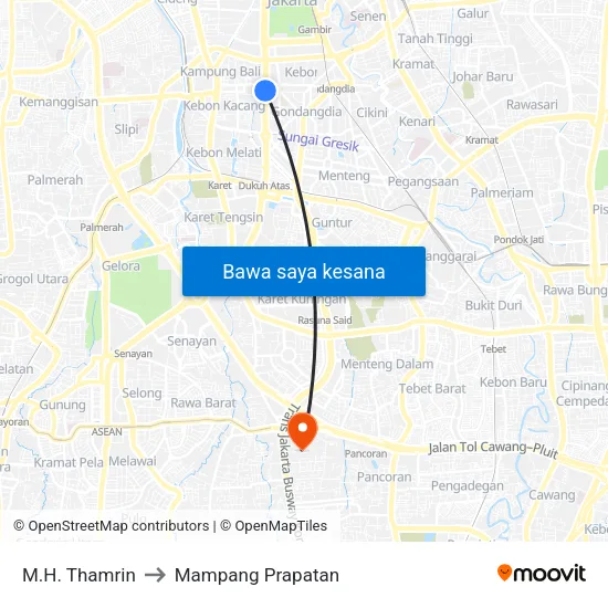 M.H. Thamrin to Mampang Prapatan map