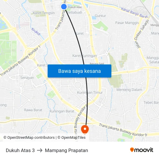 Dukuh Atas 3 to Mampang Prapatan map