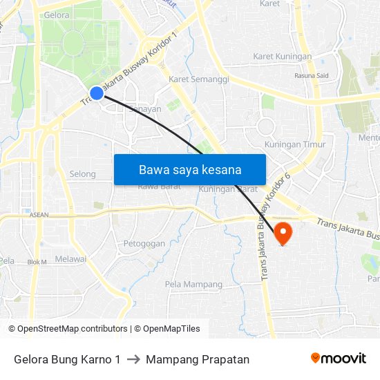 Gelora Bung Karno 1 to Mampang Prapatan map