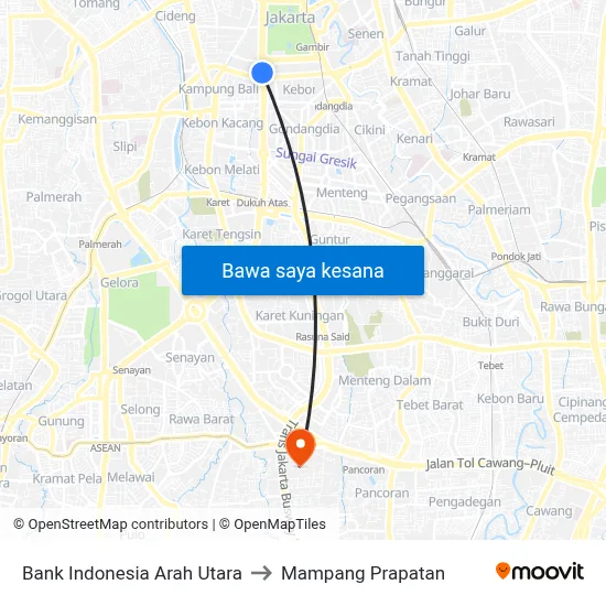 Bank Indonesia Arah Utara to Mampang Prapatan map
