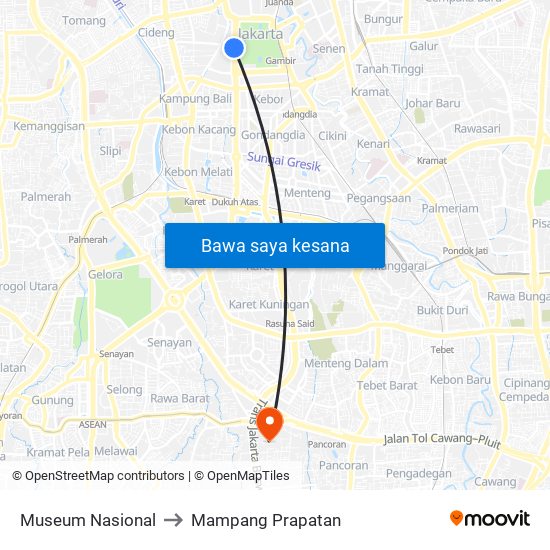 Museum Nasional to Mampang Prapatan map