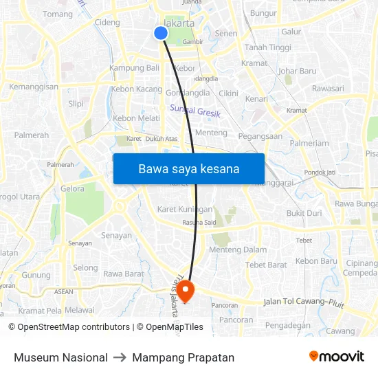 Museum Nasional to Mampang Prapatan map