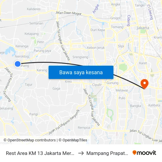 Rest Area KM 13 Jakarta Merak to Mampang Prapatan map