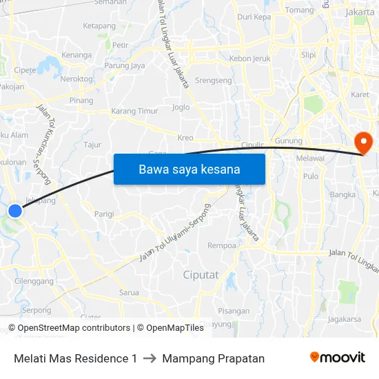Melati Mas Residence 1 to Mampang Prapatan map