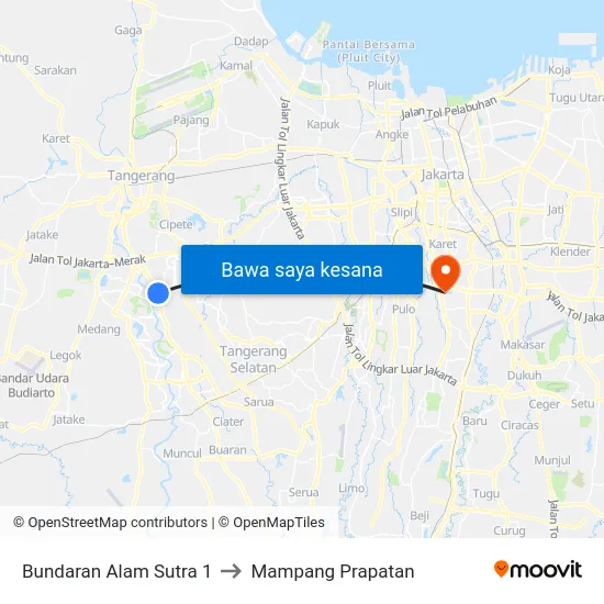 Bundaran Alam Sutra 1 to Mampang Prapatan map