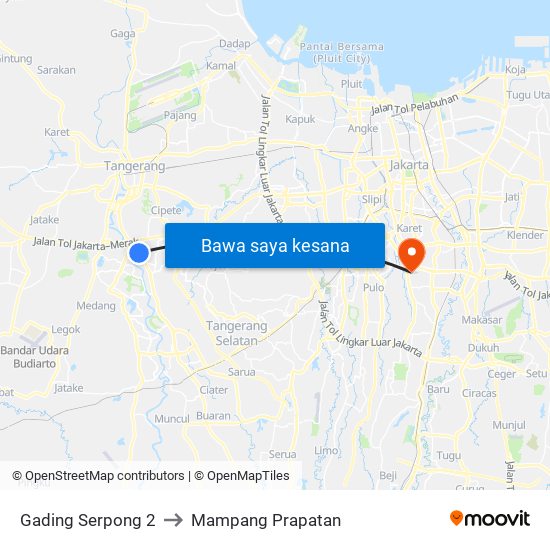 Gading Serpong 2 to Mampang Prapatan map