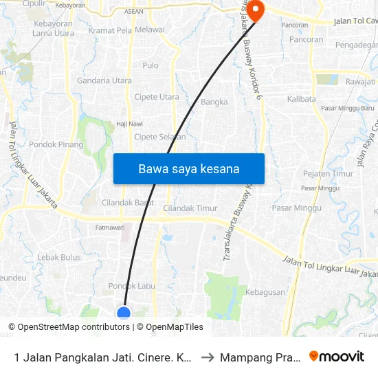 1 Jalan Pangkalan Jati. Cinere. Kota Depok to Mampang Prapatan map