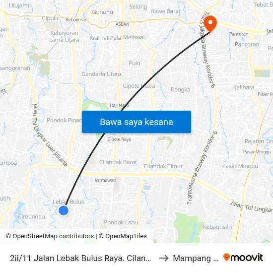 2ii/11 Jalan Lebak Bulus Raya. Cilandak. Kota Jakarta Selatan to Mampang Prapatan map