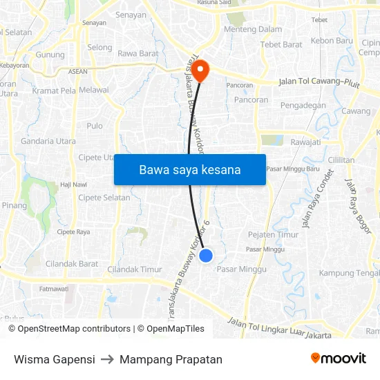 Wisma Gapensi to Mampang Prapatan map