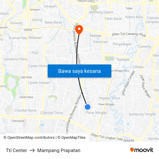 Tti Center to Mampang Prapatan map
