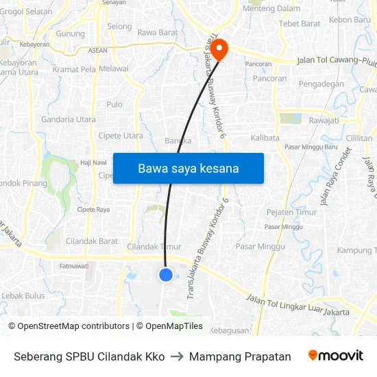 Seberang SPBU Cilandak Kko to Mampang Prapatan map
