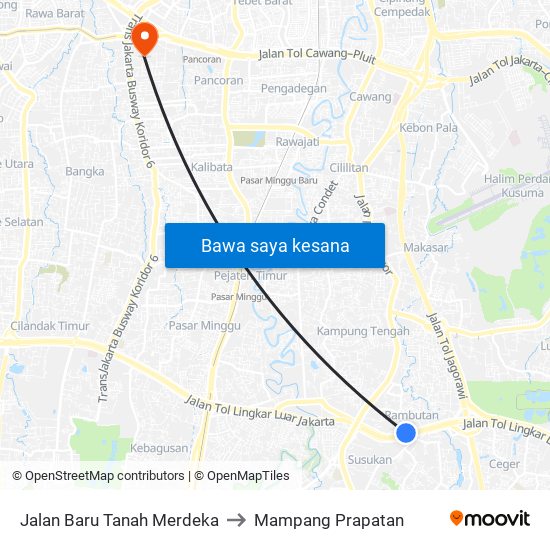 Jalan Baru Tanah Merdeka to Mampang Prapatan map