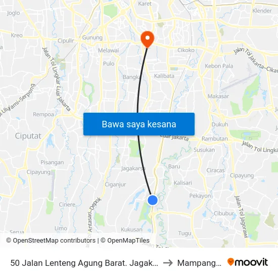 50 Jalan Lenteng Agung Barat. Jagakarsa. Kota Jakarta Selatan to Mampang Prapatan map