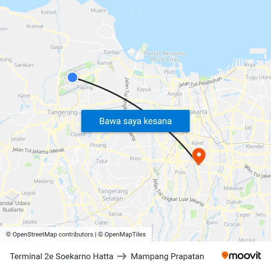 Terminal 2e Soekarno Hatta to Mampang Prapatan map