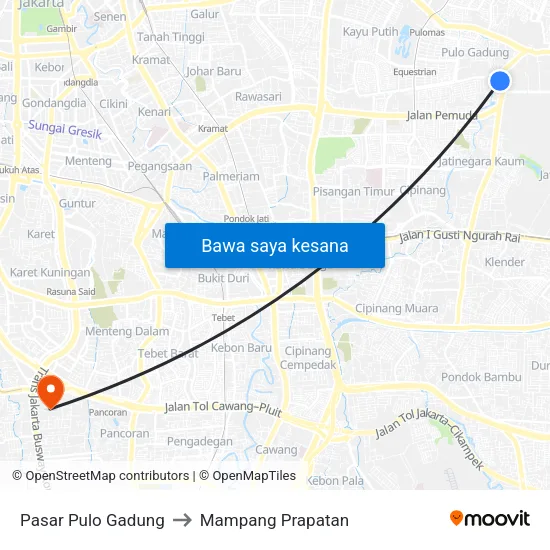 Pasar Pulo Gadung to Mampang Prapatan map