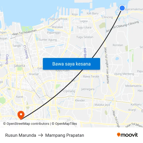 Rusun Marunda to Mampang Prapatan map