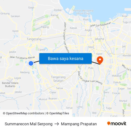 Summarecon Mal Serpong to Mampang Prapatan map