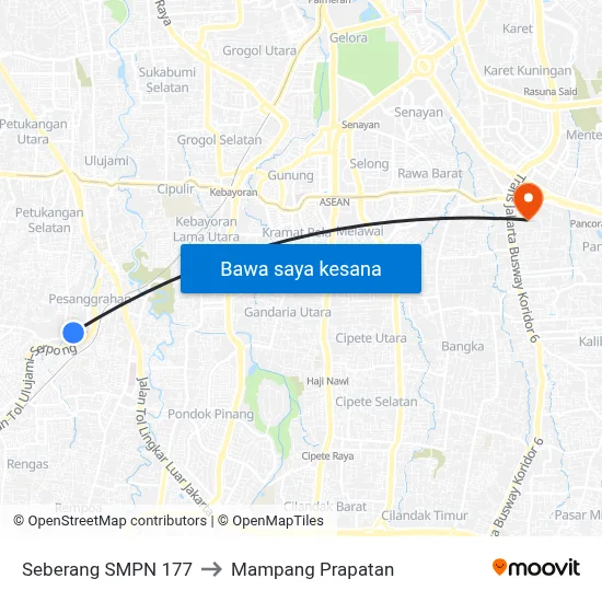 Seberang SMPN 177 to Mampang Prapatan map
