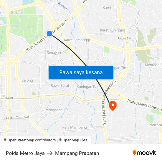 Polda Metro Jaya to Mampang Prapatan map