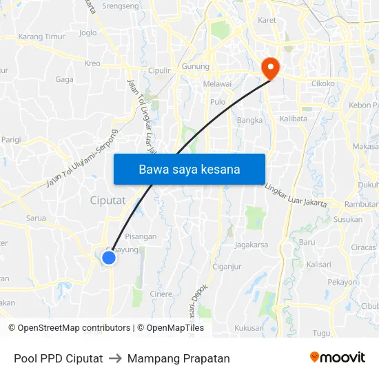 Pool PPD Ciputat to Mampang Prapatan map