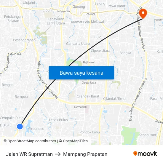 Jalan WR Supratman to Mampang Prapatan map