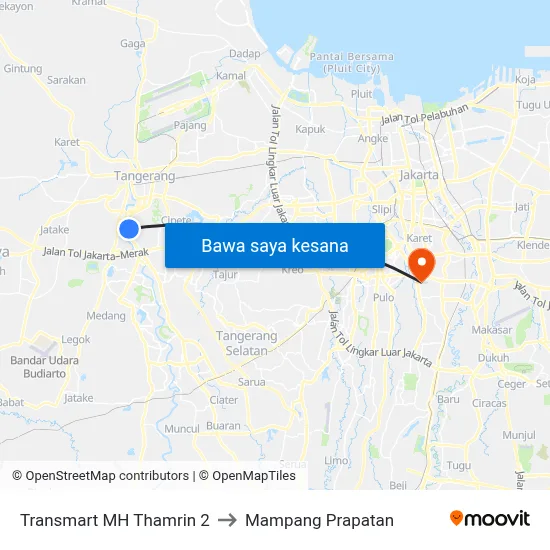 Transmart MH Thamrin 2 to Mampang Prapatan map