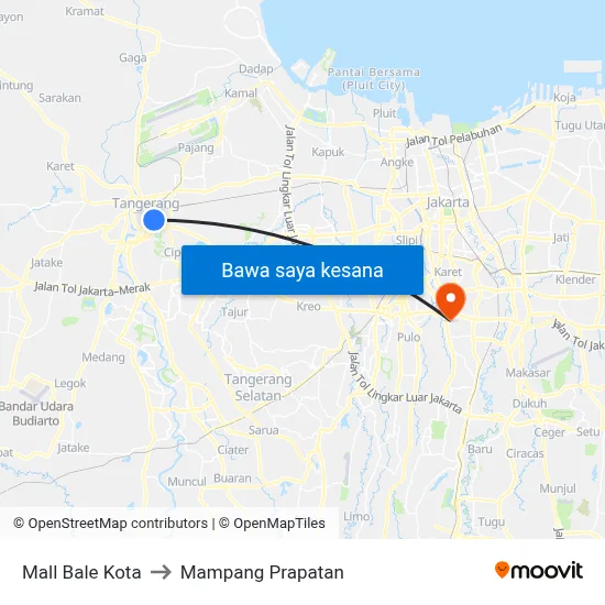 Mall Bale Kota to Mampang Prapatan map