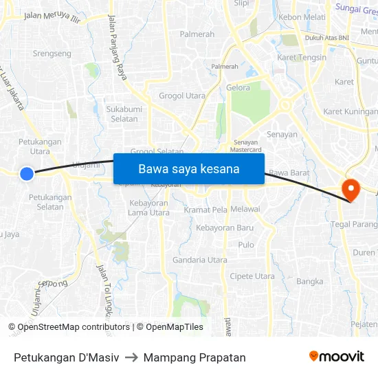 Petukangan D'Masiv to Mampang Prapatan map