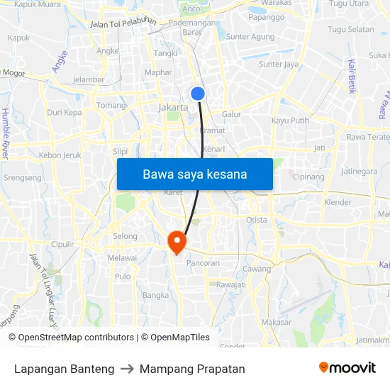 Lapangan Banteng to Mampang Prapatan map