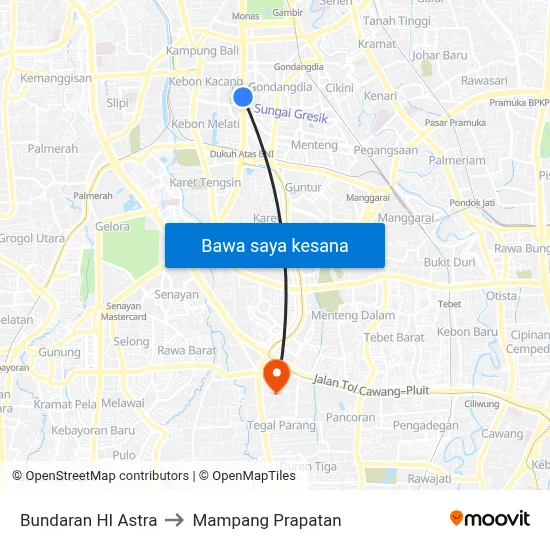 Bundaran HI Astra to Mampang Prapatan map