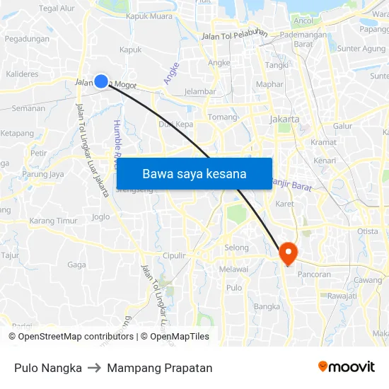 Pulo Nangka to Mampang Prapatan map